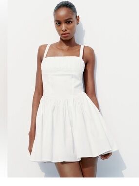 NEW Zara Corset Mini Dress Medium White